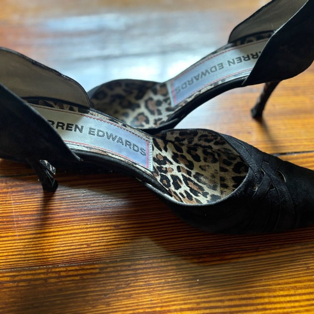 Warren Edwards Black Suede Heels